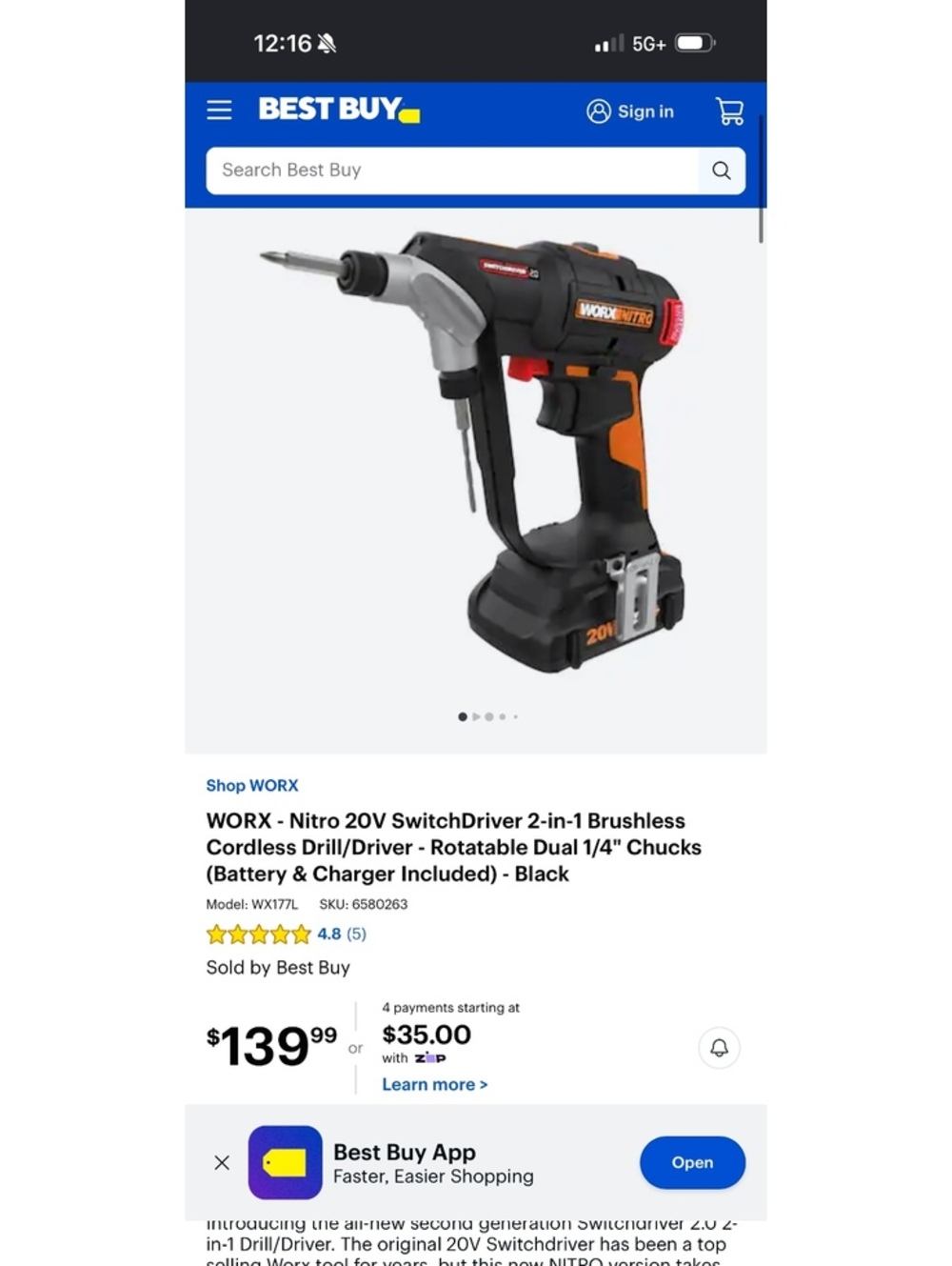 WORX - Nitro 20V SwitchDriver 2-in-1 Brushless Cordless Drill/Driver